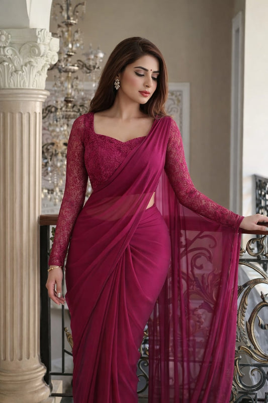 Royal Wine Elegance Designer Saree