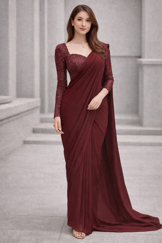 CL Luxury Maroon Elegance Designer Saree