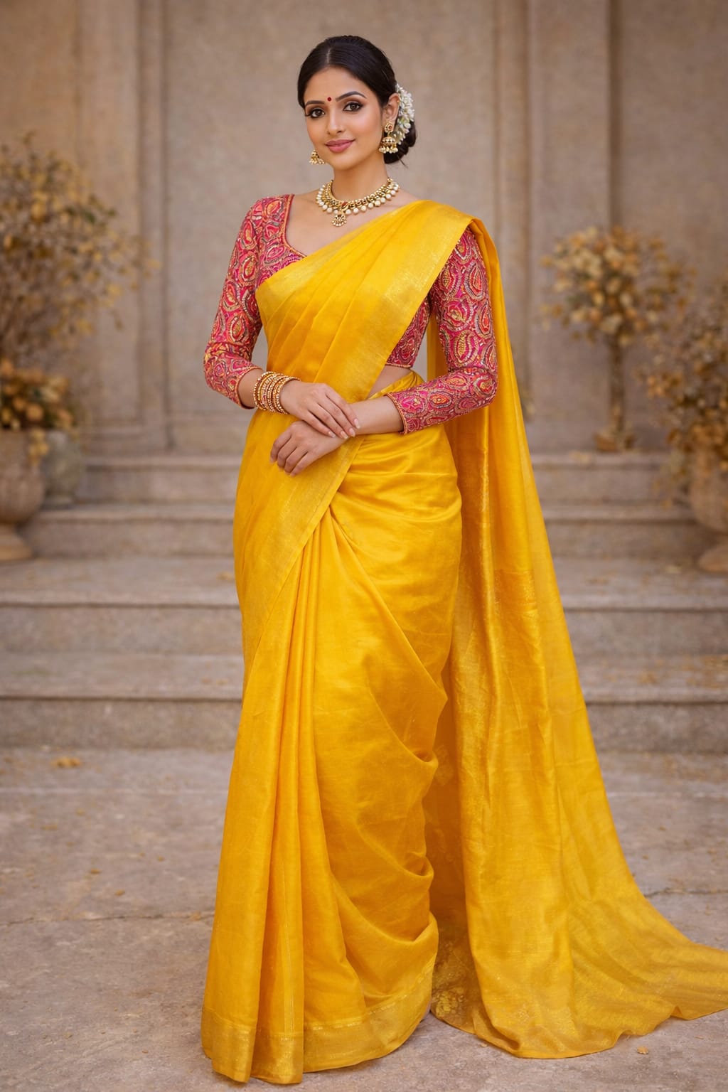 CL Luxury Golden Radiance Designer Saree
