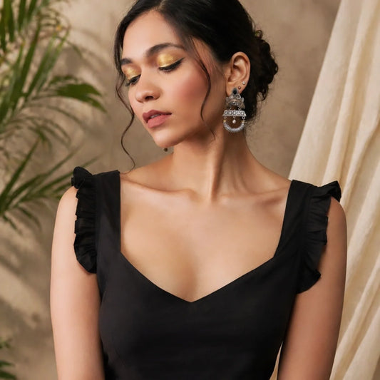 Black Princess Cut Blouse – Minimal & Elegant