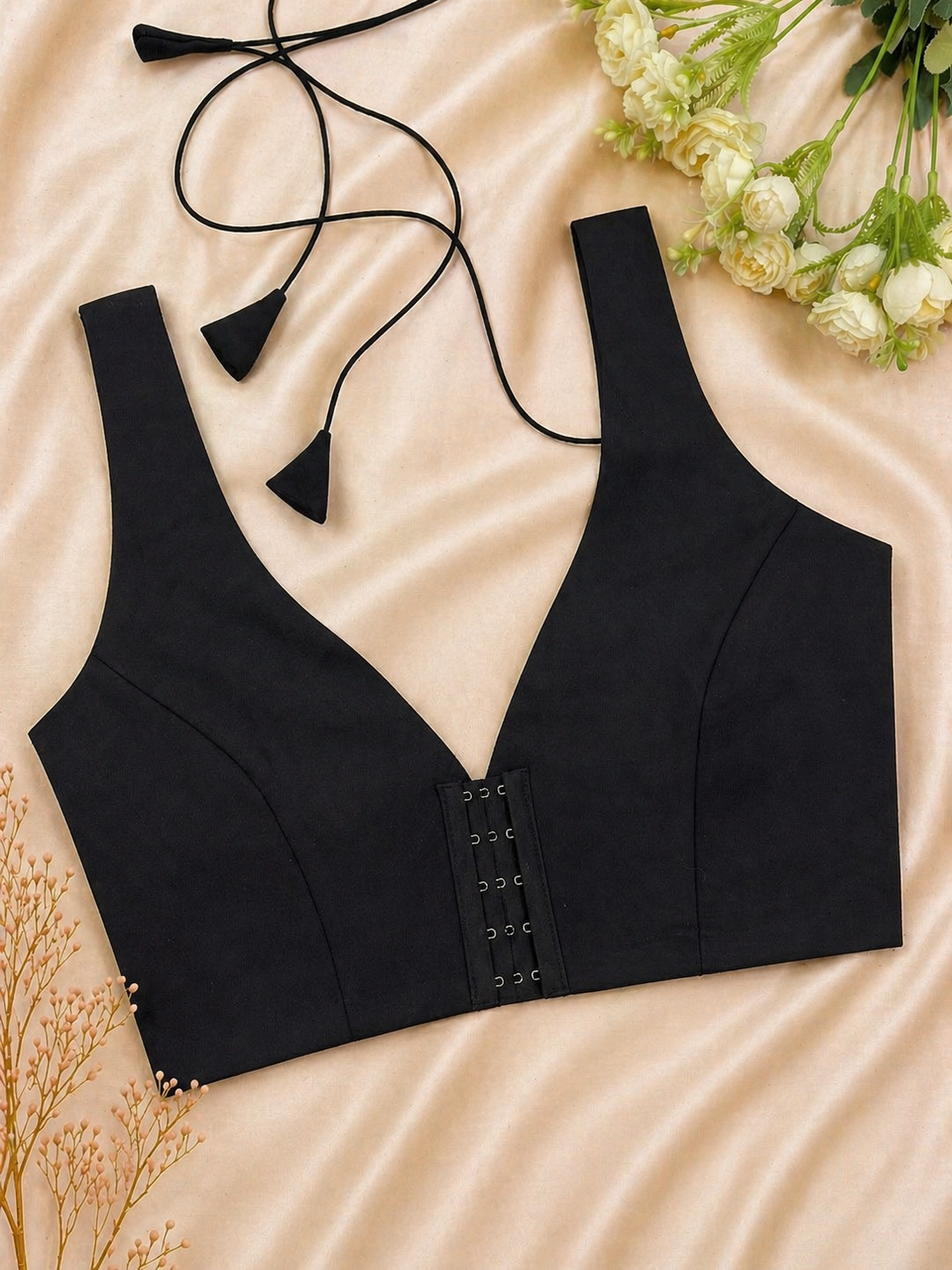Black V-Cut Hook Blouse for Women | Premium Comfort & Perfect Fit | CL Luxury