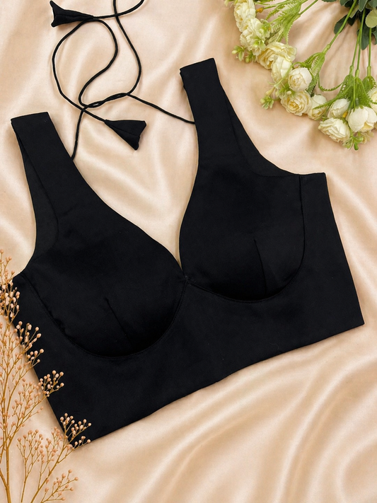 Black V-Cut Hook Blouse for Women | Premium Comfort & Perfect Fit | CL Luxury